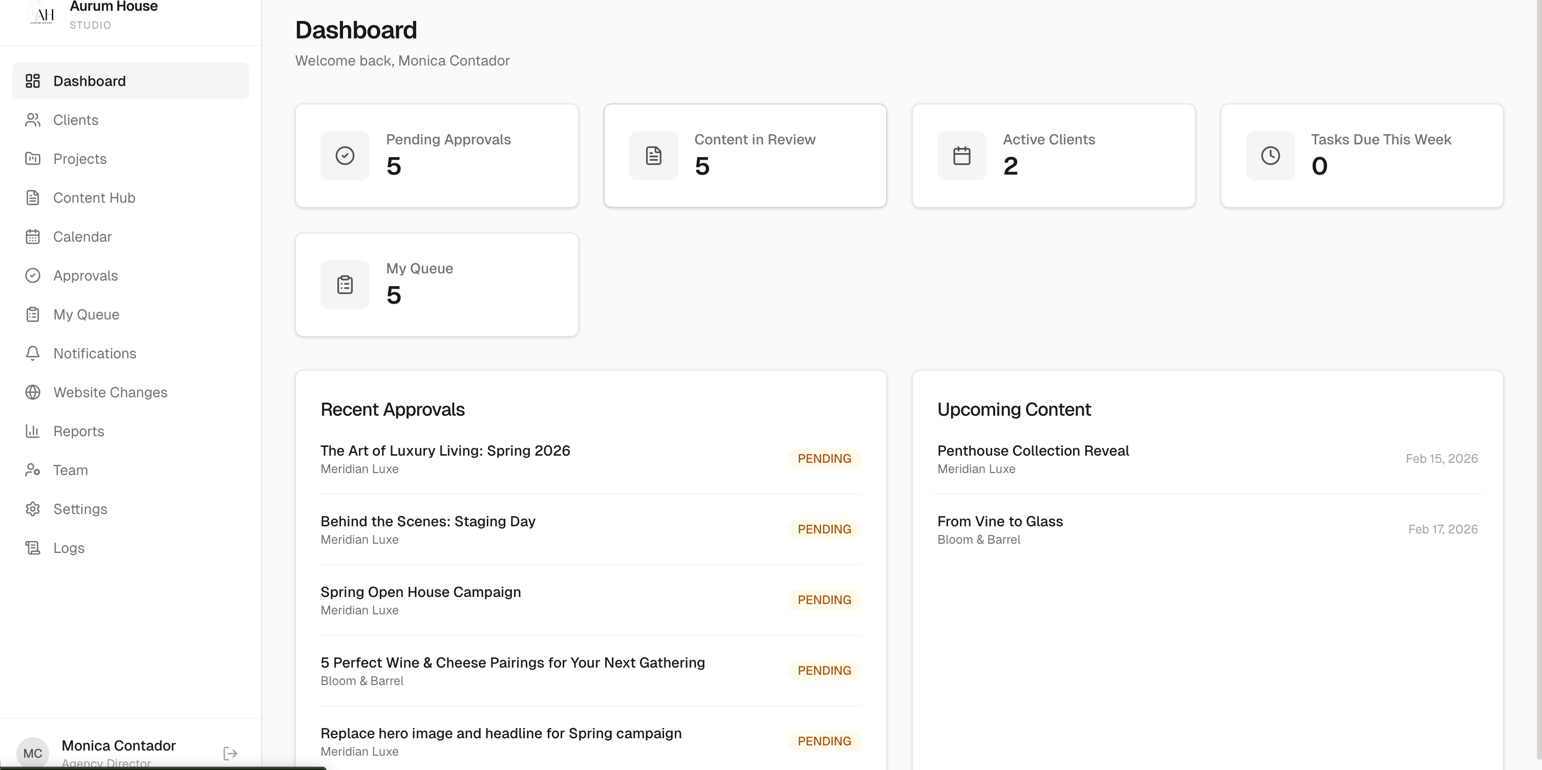 AurumOS Portal Dashboard